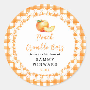 Zelfgemaakte Perzik Crumble Bar Etiket
