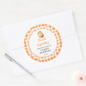 Zelfgemaakte perzik cupcakes voedsellabel ronde sticker (Envelop)