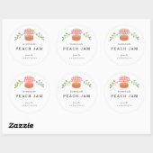 Zelfgemaakte Perzik Jam Jar Bloemen Wit Ronde Sticker (Vel)