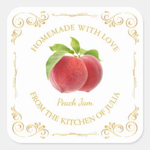  zelfgemaakte perzik jam square label