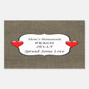Zelfgemaakte perzik Jelly Jam Canning Label Burlap