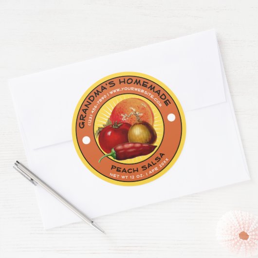  zelfgemaakte perzik salsa label Sjabloon (Envelop)