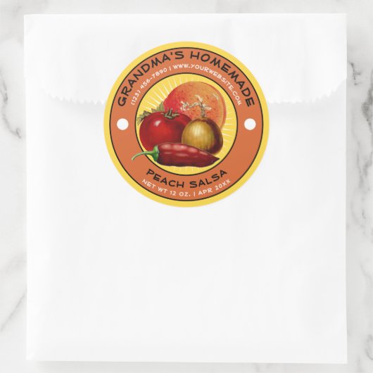 zelfgemaakte perzik salsa label Sjabloon (Tas)
