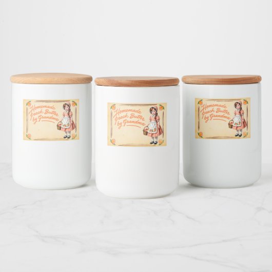 Zelfgemaakte perzikboter door oma -  voedselcontainer etiket (Flessen)