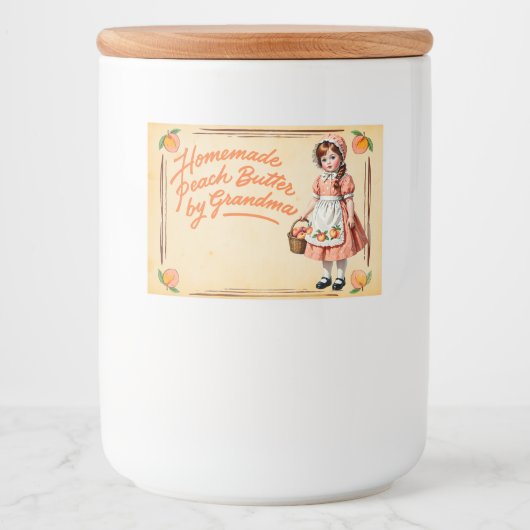 Zelfgemaakte perzikboter door oma -  voedselcontainer etiket (Voorkant)