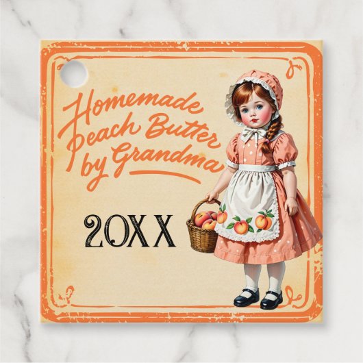 Zelfgemaakte perzikboter van oma Vintage Bedankjes Labels (Voorkant)