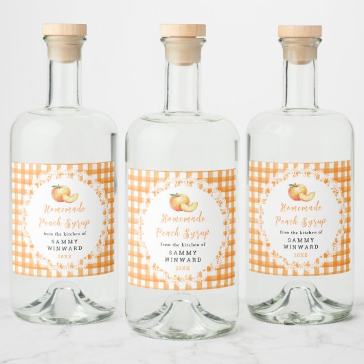 Zelfgemaakte Perziksiroop Fles Etiket (Flessen)