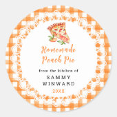 Zelfgemaakte Perziktaart Voedseletiket Ronde Sticker (Voorkant)