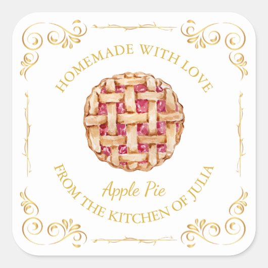  Zelfgemaakte Pie Square Label L Wit (Voorkant)