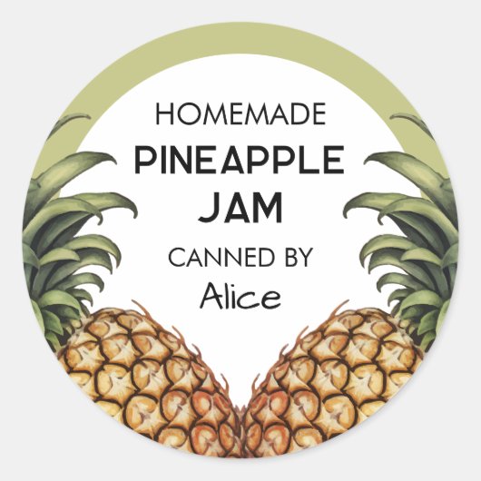 Zelfgemaakte Pineapple jam conserveringslabel Ronde Sticker (Voorkant)
