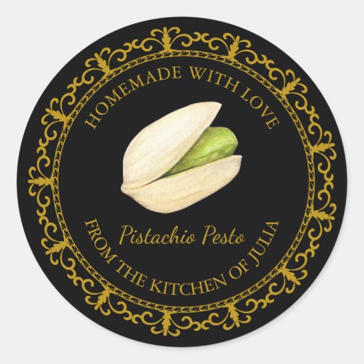  Zelfgemaakte Pistache Pesto Label L Zwart (Voorkant)