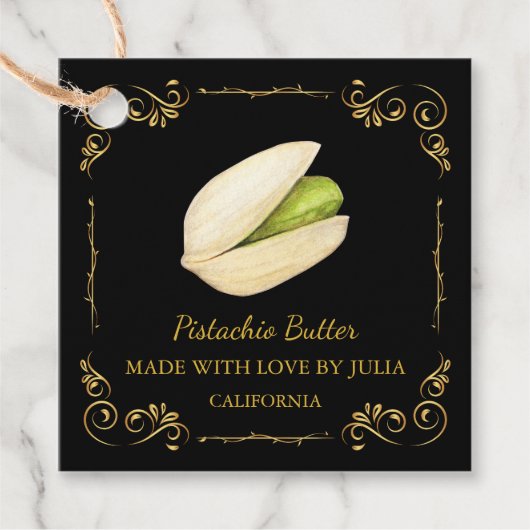  zelfgemaakte Pistachio Butter Square Hang Label (Voorkant)