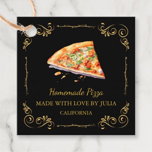 zelfgemaakte Pizza Square Hang Label (Voorkant)