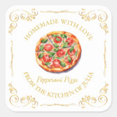  zelfgemaakte Pizza Square Label (Voorkant)