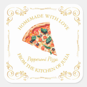  zelfgemaakte Pizza Square Label