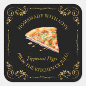  zelfgemaakte Pizza Square Label (Voorkant)