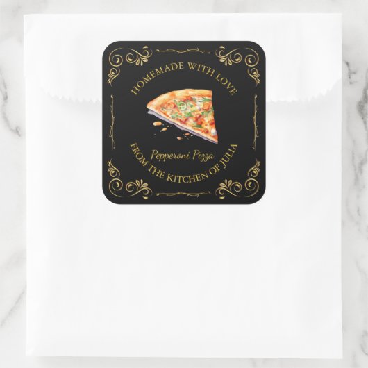  zelfgemaakte Pizza Square Label (Tas)