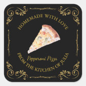  zelfgemaakte Pizza Square Label (Voorkant)