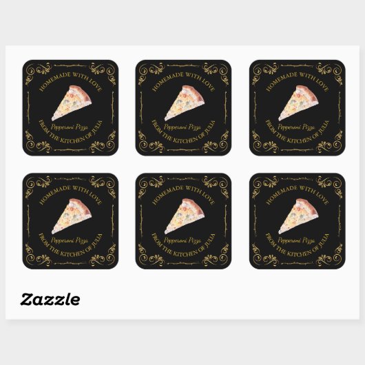  zelfgemaakte Pizza Square Label (Vel)