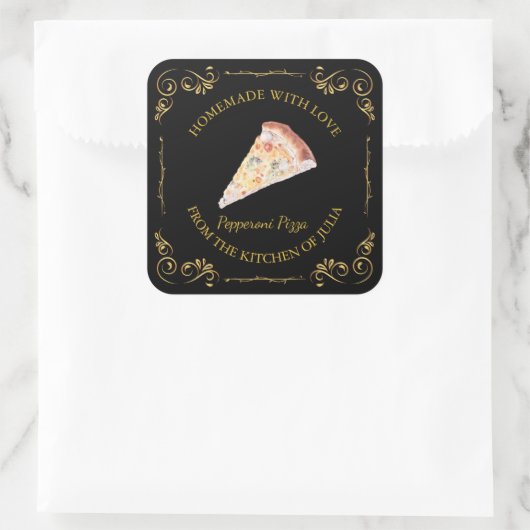  zelfgemaakte Pizza Square Label (Tas)