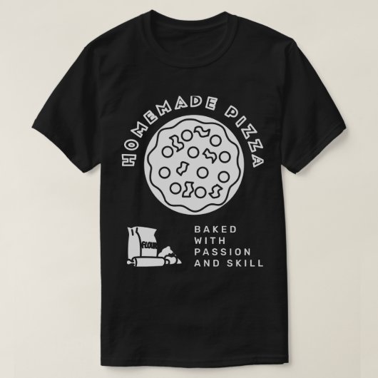 Zelfgemaakte pizza t-shirt (Design voorkant)