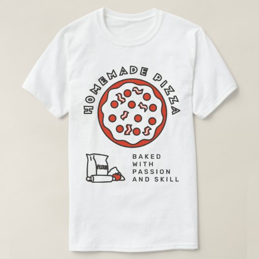 Zelfgemaakte pizza t-shirt (Design voorkant)