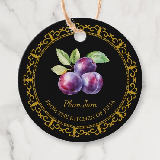 Zelfgemaakte Plum Jam Hang Label l Zwart (Voorkant)