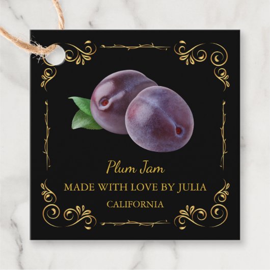  Zelfgemaakte Plum Jam Square Hang Label (Voorkant)