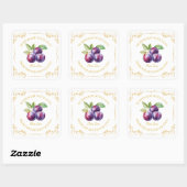 zelfgemaakte Plum Jam Square Label (Vel)