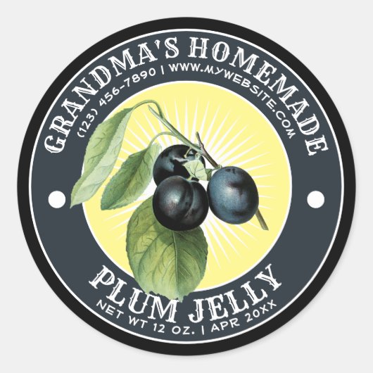  Zelfgemaakte Plum Jelly Label Sjabloon (Voorkant)