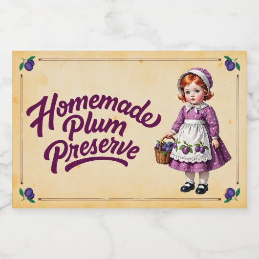 Zelfgemaakte Plum Preserve -  Voedselcontainer Etiket (Enkel label)