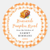Zelfgemaakte pompoen brood voedsellabel ronde sticker (Voorkant)
