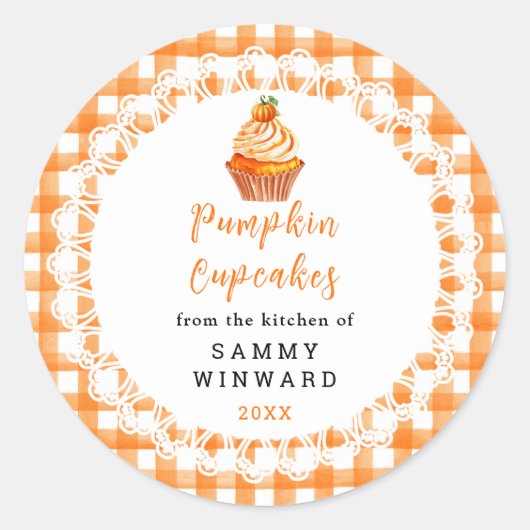 Zelfgemaakte pompoen Cupcakes Eten Label (Voorkant)