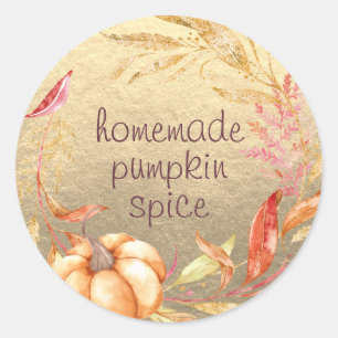 Zelfgemaakte Pompoen Kruiden Waterverf Bladgoud Ronde Sticker