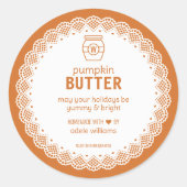 Zelfgemaakte Pompoenboter Ronde Sticker (Voorkant)