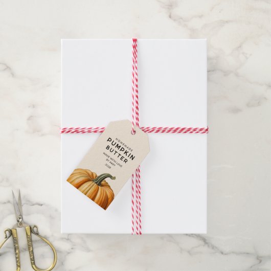 Zelfgemaakte pompoenboter voedsel Jar Labels Cadeaulabel (Met Touw)