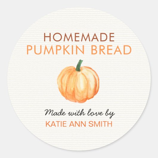 Zelfgemaakte Pompoenbrood Label Product Sticker (Voorkant)