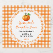 Zelfgemaakte pompoensap Drink Likeurfles Etiket (Enkel label)