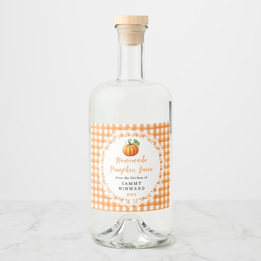 Zelfgemaakte pompoensap Drink Likeurfles Etiket (Voorkant)