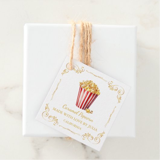  zelfgemaakte Popcorn Square Hang Label (In situ)