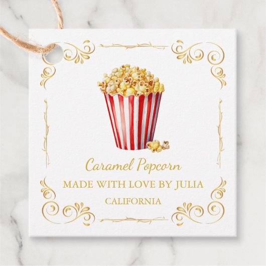  zelfgemaakte Popcorn Square Hang Label (Voorkant)
