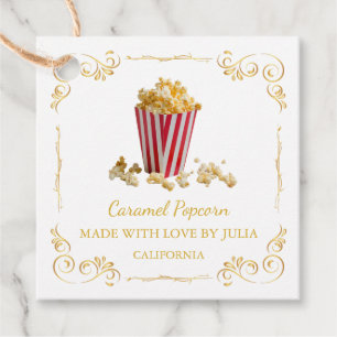 zelfgemaakte Popcorn Square Hang Label