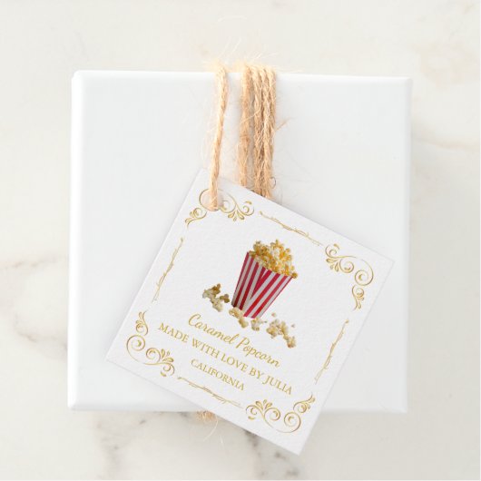  zelfgemaakte Popcorn Square Hang Label (In situ)