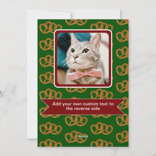 Zelfgemaakte pretzels in rood en groen - eigen tek feestdagenkaart (Achterkant)