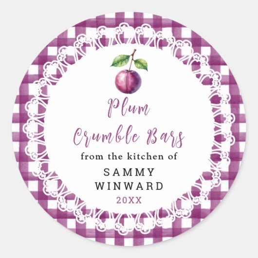 Zelfgemaakte Pruimen Crumble Reep Label (Voorkant)