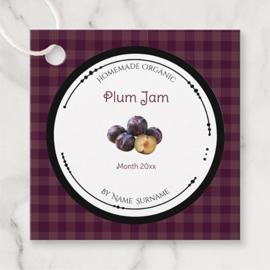 Zelfgemaakte Pruimenjam Label Met Ingredienten (Voorkant)