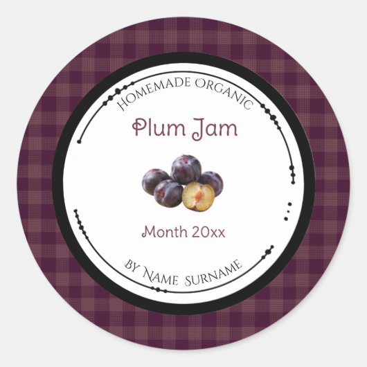 Zelfgemaakte Pruimenjam Label Sticker (Voorkant)