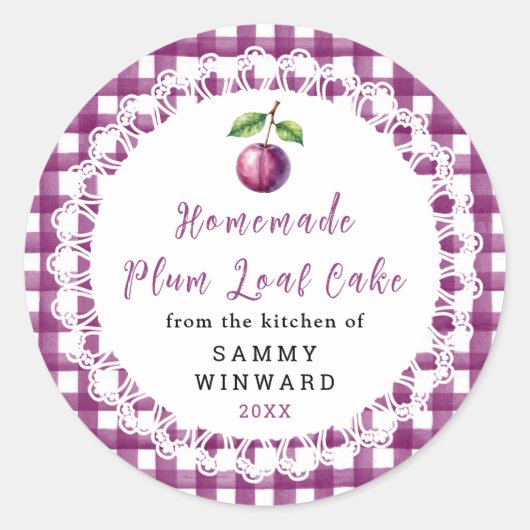 Zelfgemaakte Pruimentaart Cake Etiket (Voorkant)