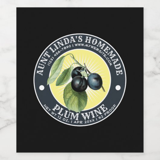  zelfgemaakte pruimenwijn label Sjabloon Wijn Etiket (Enkel label)