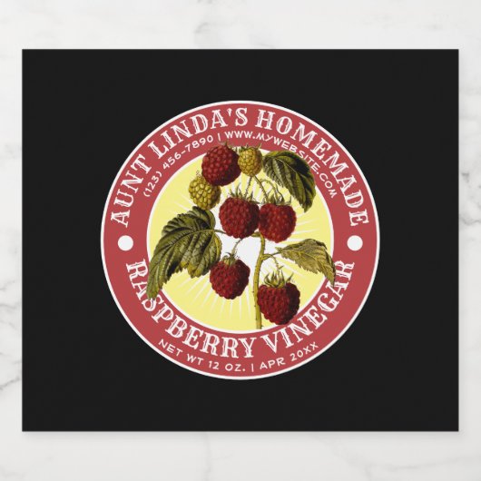 Zelfgemaakte Raspberry Azijn Label Sjabloon Likeurfles Etiket (Enkel label)
